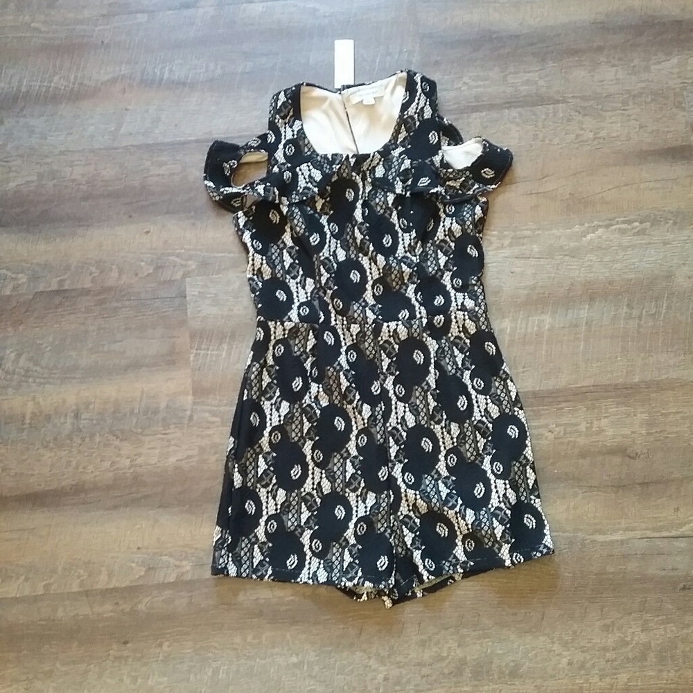 Black Lace Francesca's Off Shoulder Romper size M